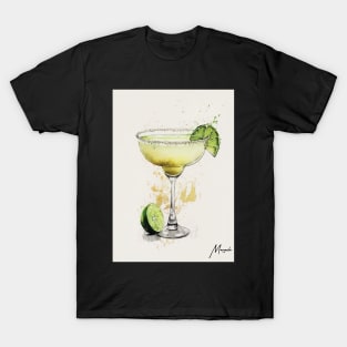 A Toast to Tradition: The Margarita Cocktail in Stylized Sketch T-Shirt